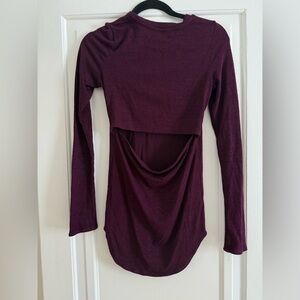 Wilfred free Rich Burgundy/purple V-Neck Long Sleeve Top with open back